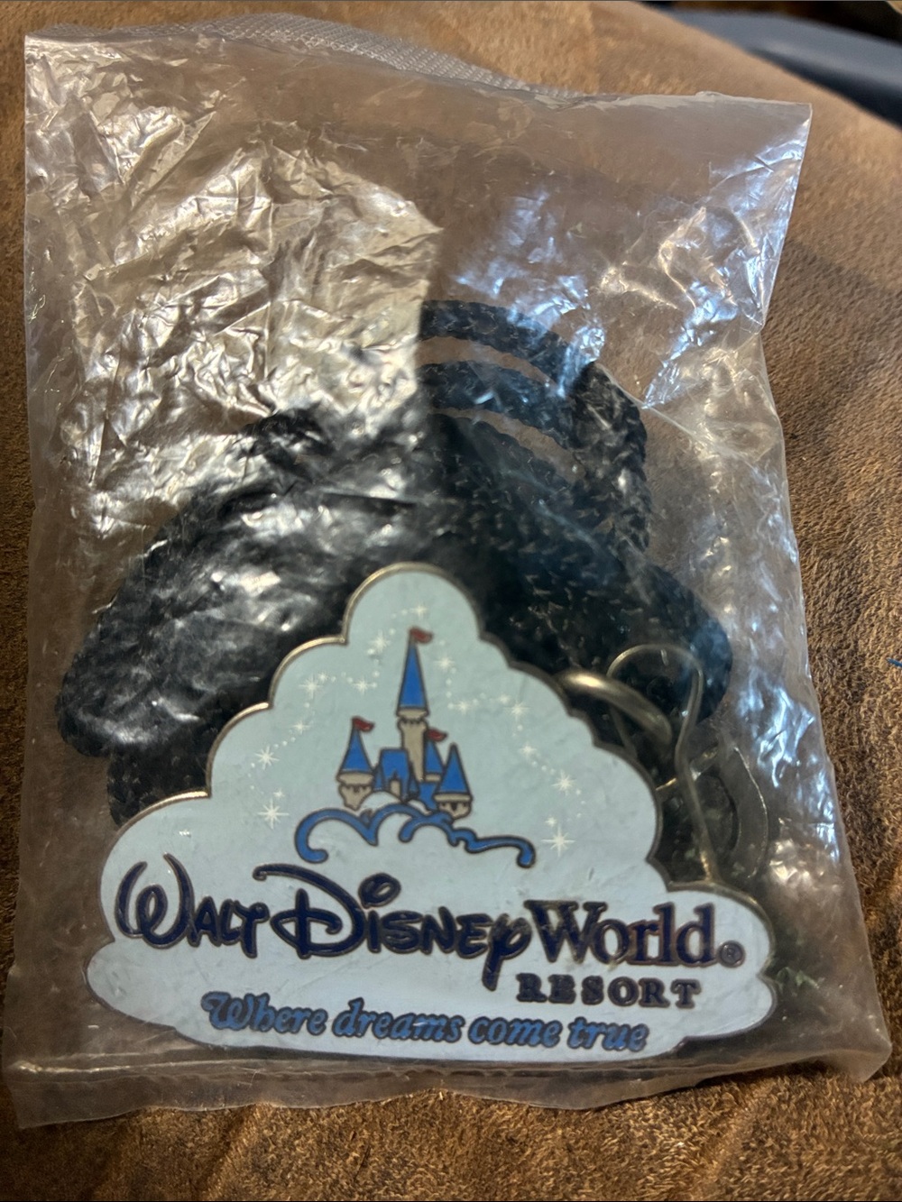 Disney Walt Disney World Blue Castle Lanyard with Black Strap- New/unopened